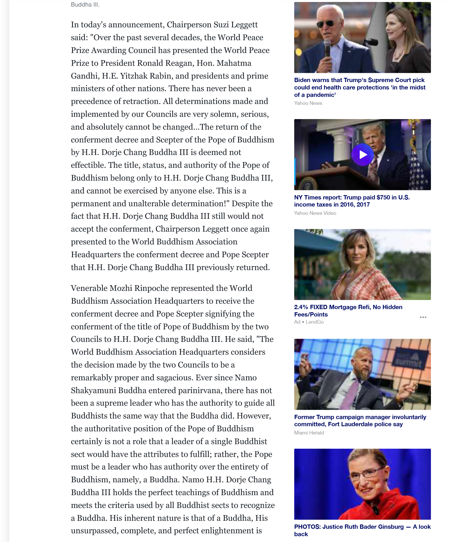 The World Peace Prize Awarding Council Together With Religious Leaders Title Awarding Council: The Conferment of the Pope of Buddhism to His Holiness Dorje Chang Buddha III is Unchangeable-图片4