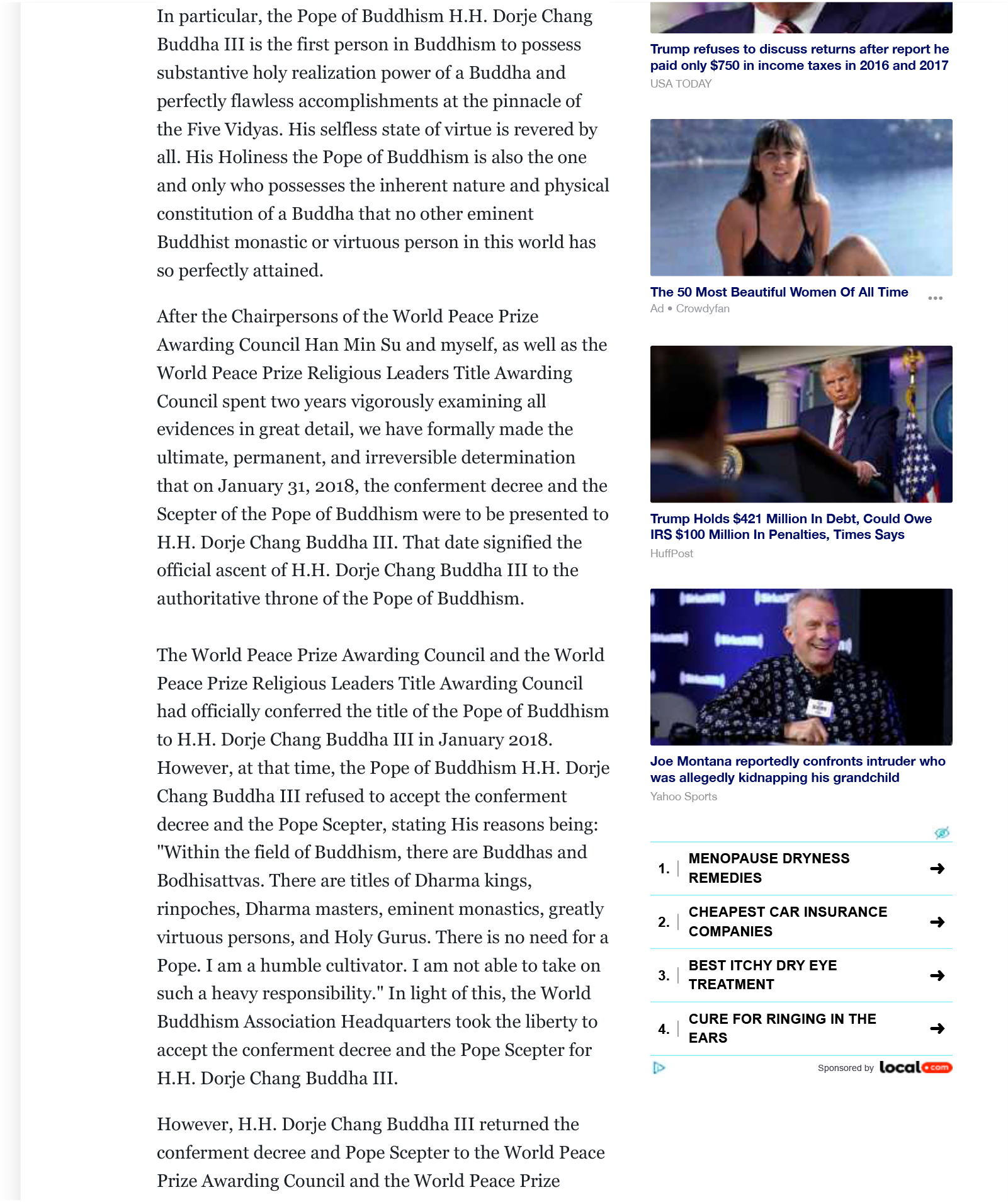 The World Peace Prize Awarding Council Together With Religious Leaders Title Awarding Council: The Conferment of the Pope of Buddhism to His Holiness Dorje Chang Buddha III is Unchangeable-图片7